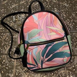 🌹 ICING • Trendy Tropical Print Faux Leather Mini Like New Backpack Purse